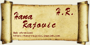 Hana Rajović vizit kartica